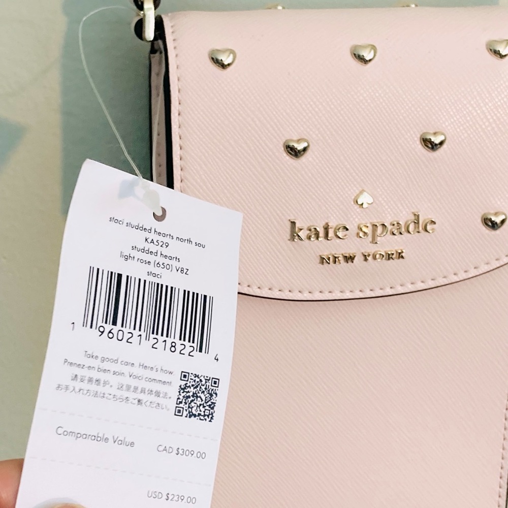 Kate Spade Staci Studded Hearts cellphone crossbody purse NWT - Picture 2 of 4
